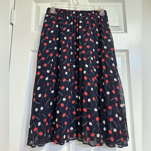 Ann Taylor Navy and Red Polka Dot Midi Skirt ♥️ - Picture 6 of 9